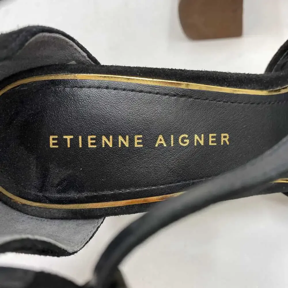 Etienne Aigner Black Suede Pumps 8 | Ankle Strap Classic Pump